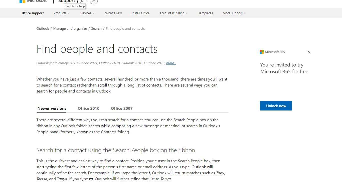 Find people and contacts - support.microsoft.com